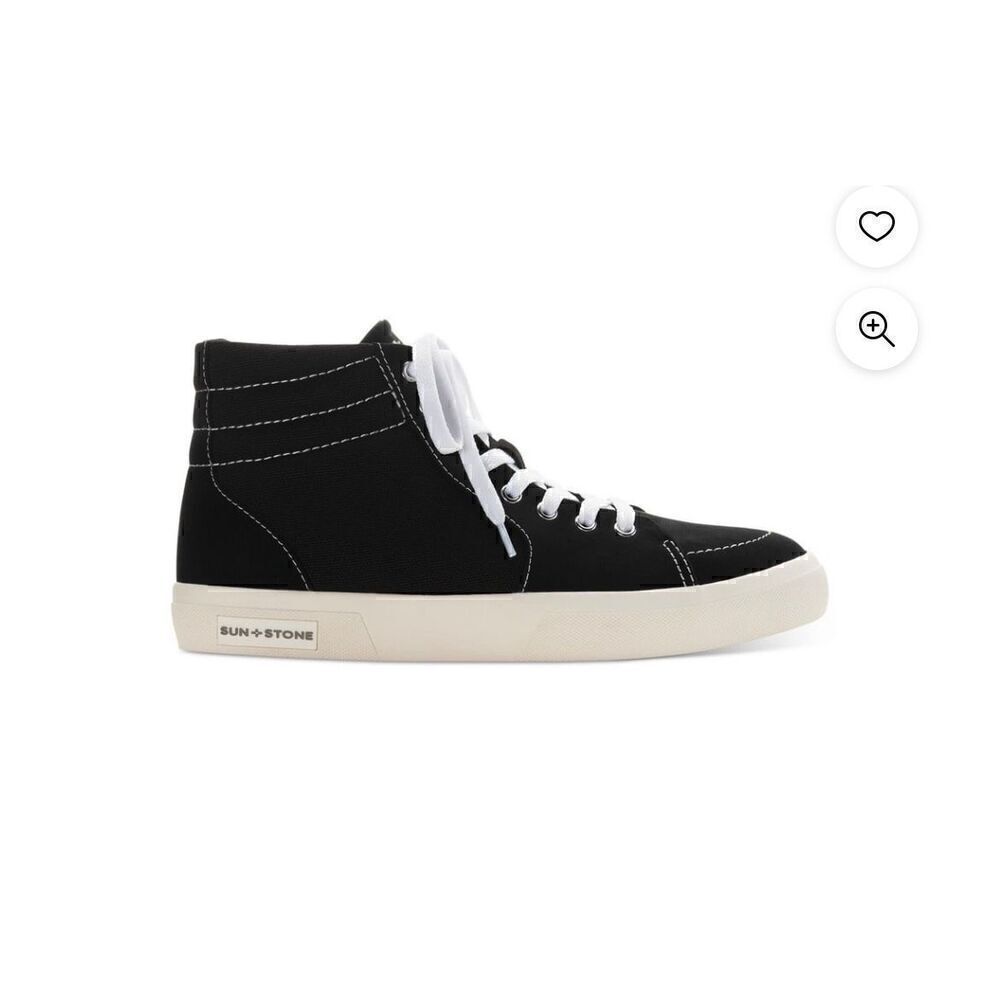 SUN STONE Mens Black Cushioned Jett Round Toe Lace-Up Sneakers